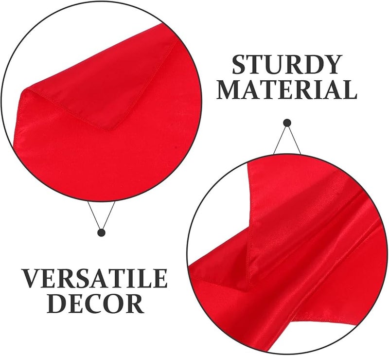 مناديل مربعة من الساتان الأحمر 50 قطعة قابلة لإعادة الاستخدام والغسيل لتزيين حفلات الزفاف - Image 3